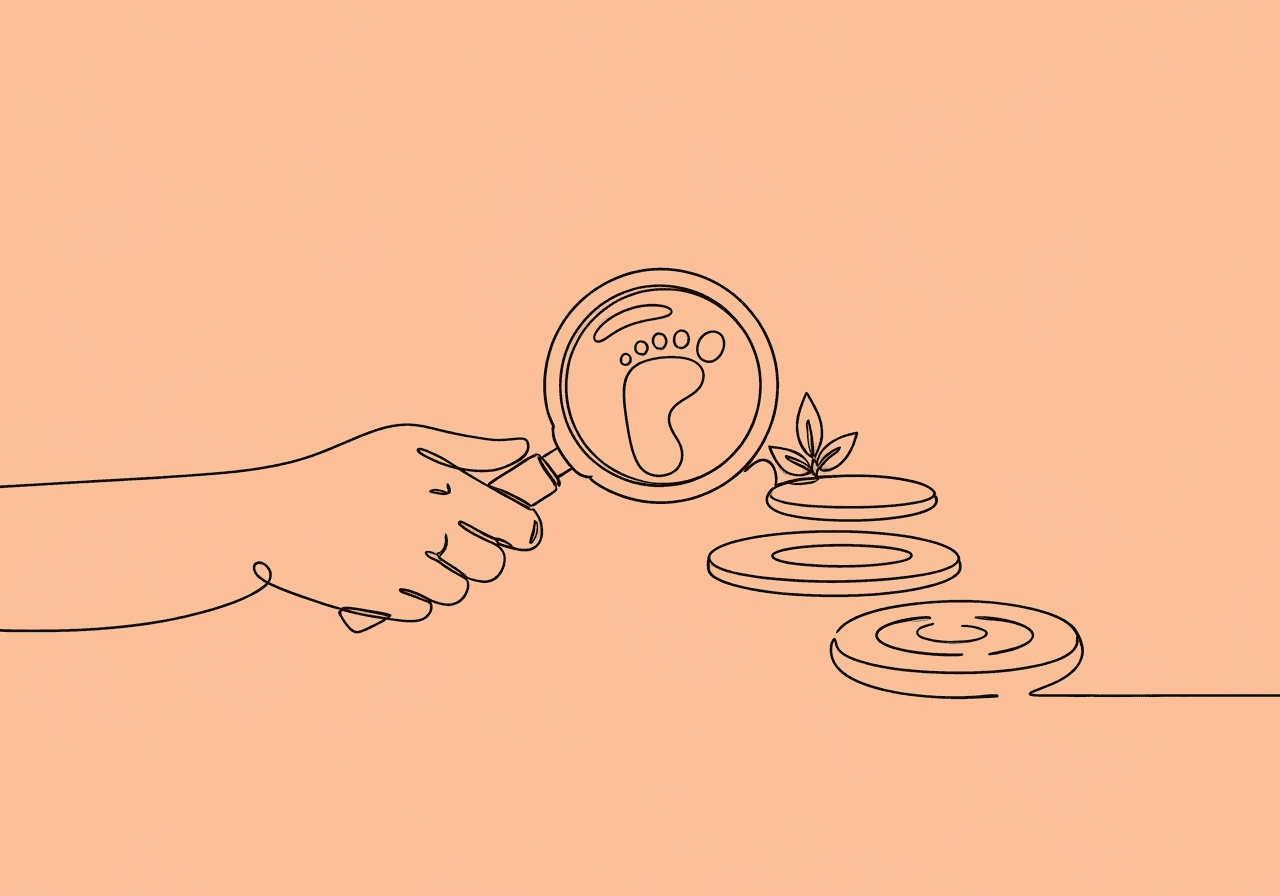 BCBA Maintenance Documentation: Essential Checklist Guide Minimalist line art showing a hand with a magnifying glass examining stepping stones, visually representing BCBA maintenance documentation as a process of justification and careful monitoring. Illustrates the stepwise, thoughtful nature of documentation in behavioral analysis.
