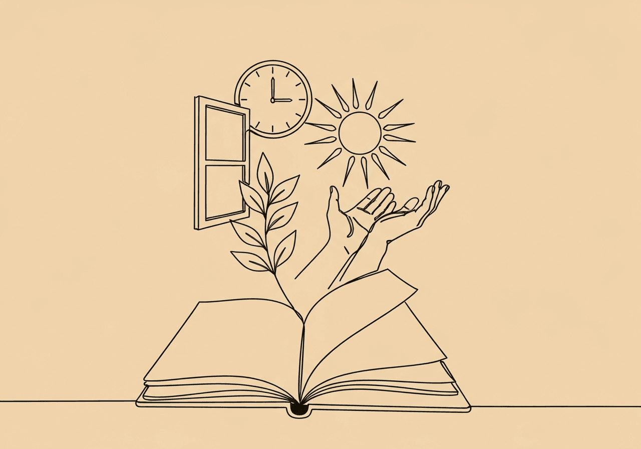 Beginner's Guide to RBT Environmental Variables Documentation Minimalist line art illustrating RBT environmental variables documentation: an open notebook with four symbolic elements representing space, nature, social, and timing factors—emphasizing objective observation and recording in behavioral session notes.