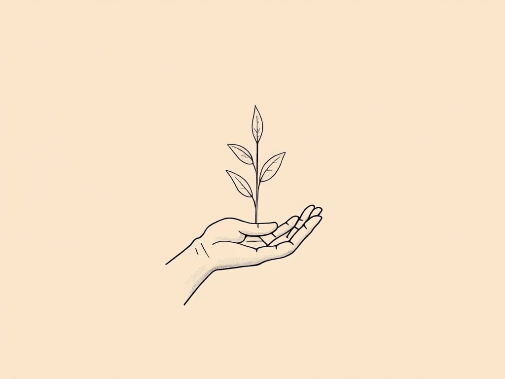 Master RBT A-5: Data Entry and Graphing for Exams Minimalist line art of a hand supporting a growing plant with its segmented stem rising like a graph, symbolizing data entry and progress for RBT Task List A-5 Enter data and update graphs.