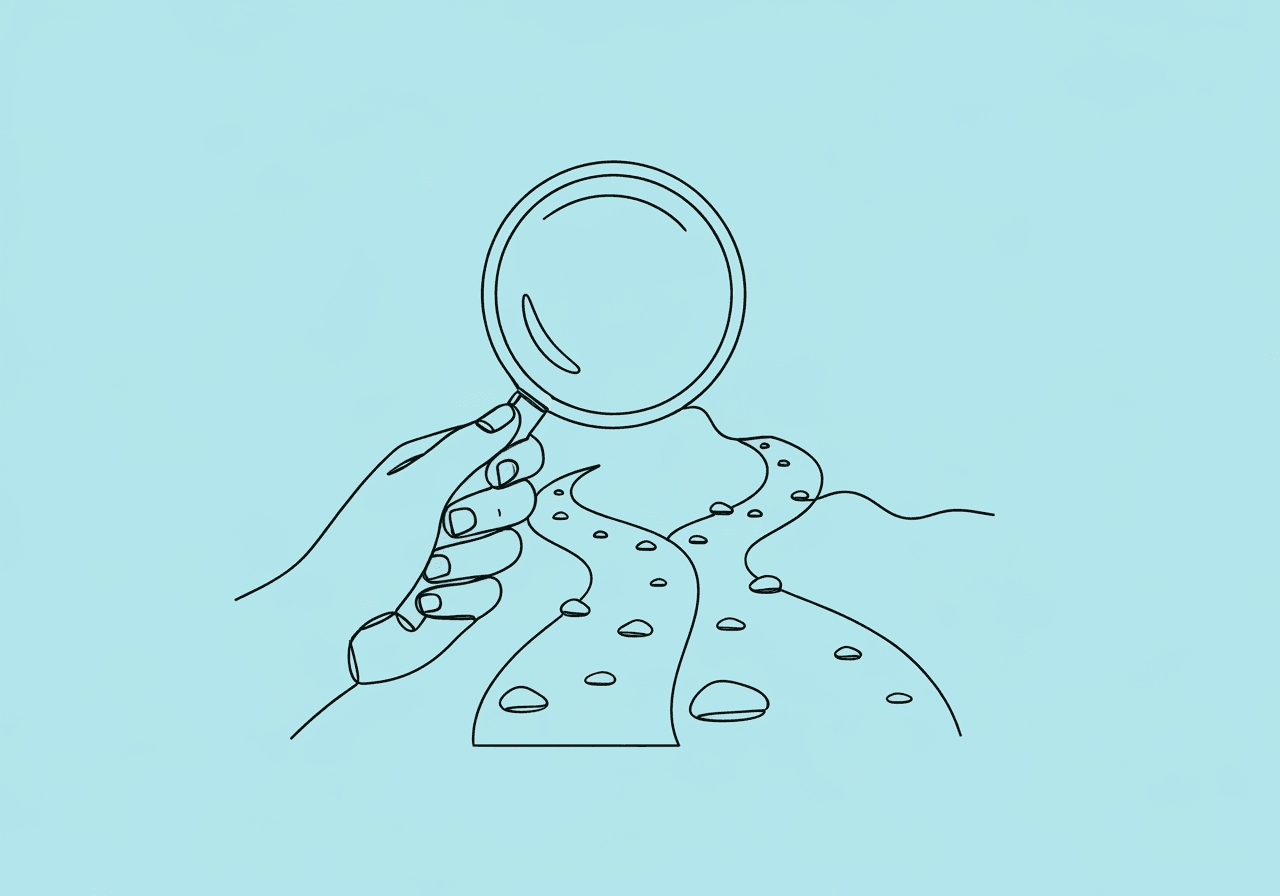 Clearing Motivating Operations Terminology Confusion in ABA Minimalist line art illustration featuring a magnifying glass and branching pathways, visually representing Motivating Operations terminology and confusion in ABA with a clear metaphor for decision points and differentiation.