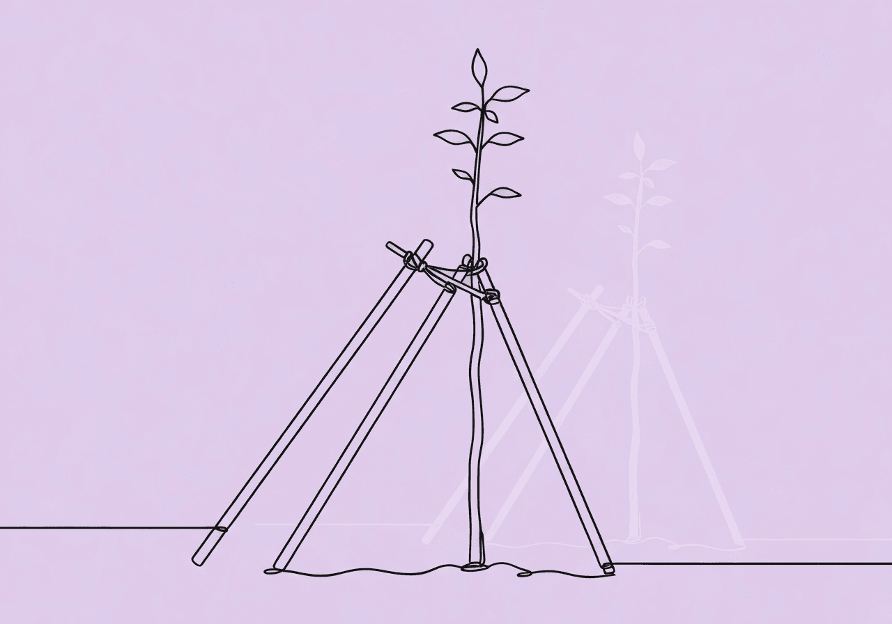 Documenting Stimulus Fading for BCBAs: Step-by-Step Guide Minimalist line art of a sapling with fading supports visually represents documenting stimulus fading BCBA. The illustration metaphorically conveys gradual independence and the careful balance between assistance and autonomy in ABA treatment plans.